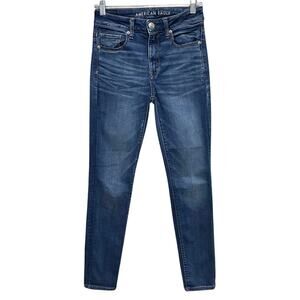 American Eagle HIGH RISE SKINNY Jeans Women’s 4 Regular Dark Wash Stretch Denim